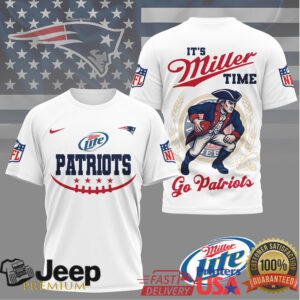 Miller Lite x New England Patriots NFL “It's Miller Time” 3D T Shirt