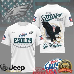 Miller Lite x Philadelphia Eagles NFL “It’s Miller Time” 3D T Shirt Miller Lite x Philadelphia Eagles NFL “It’s Miller Time” 3D T Shirt