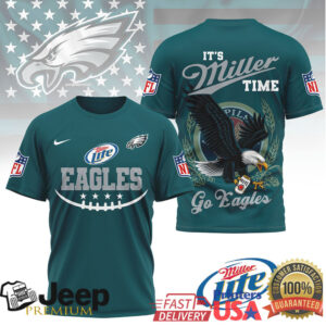 Miller Lite x Philadelphia Eagles NFL “It's Miller Time” 3D T Shirt
