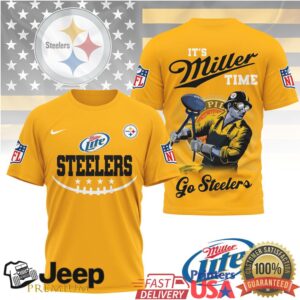 Miller Lite x Pittsburgh Steelers NFL “It's Miller Time” 3D T Shirt