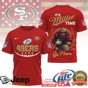 Miller Lite x San Francisco 49ers NFL “It's Miller Time” 3D T Shirt