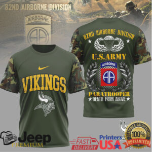 Minnesota Vikings 82nd Airborne Division U.S. Army Paratrooper T Shirt