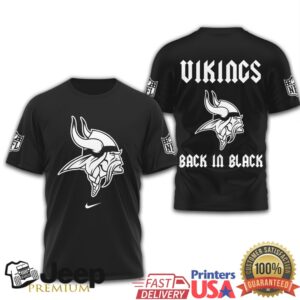 Minnesota Vikings “Back in Black” Norse Graphic Black T Shirt