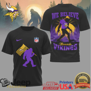 Minnesota Vikings Bigfoot “We Believe” Purple & Gold Fan Shirt