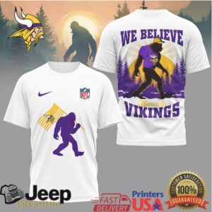 Minnesota Vikings Bigfoot “We Believe” Purple & Gold Fan Shirt