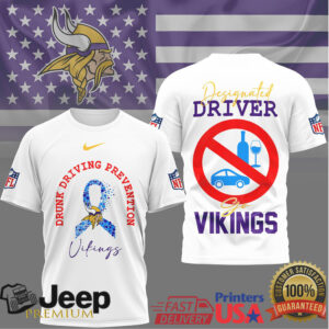Minnesota Vikings Designated Driver Drunk Driving Awareness Football Tee