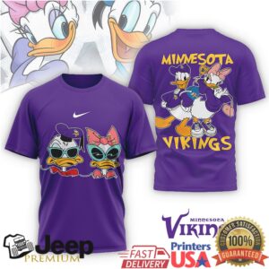 Minnesota Vikings Donald & Daisy Duck Purple Pride Disney T Shirt