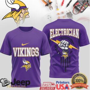 Minnesota Vikings Electrician T Shirt Skol Pride Tradesman Graphic Minnesota Vikings Electrician T Shirt Skol Pride Tradesman Graphic