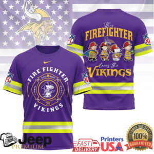 Minnesota Vikings Firefighter Snoopy & Friends NFL 3D Apparel