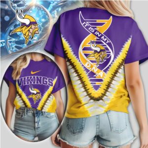 Minnesota Vikings It Is In My DNA Tie Dye Pattern Graphic Tee