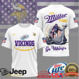 Minnesota Vikings It's Miller Time NFL Beer Co Branded Fan Shirt