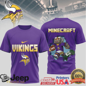 Minnesota Vikings Minecraft Block Style Football T Shirt