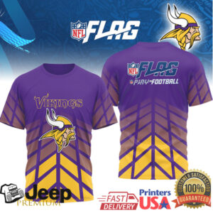 Minnesota Vikings NFL Flag Play Football Gradient Design T Shirt