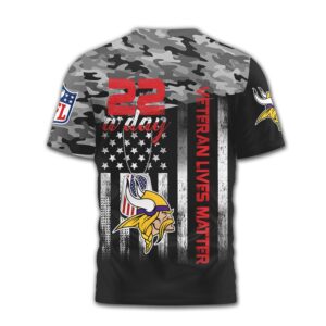 Minnesota Vikings NFL Veteran Awareness Camo Shirt End Veteran Suicide 22 A Day