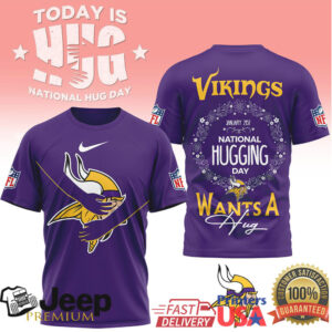 Minnesota Vikings National Hug Day Mascot Hug Special Edition Tee