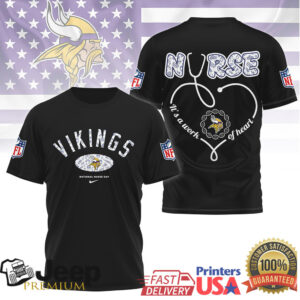 Minnesota Vikings Nurse Tee Stethoscope Heart Football Nursing Gift