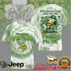 Minnesota Vikings Snoopy St. Patrick's Day Shamrock Pride T Shirt