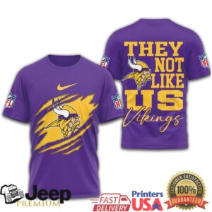 Minnesota Vikings “They Not Like Us” Purple & Gold Ripped Tee