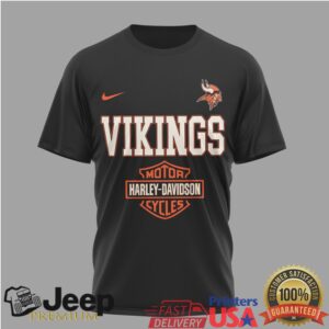 Minnesota Vikings x Harley Davidson Ride The Legend Black T Shirt