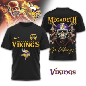 Minnesota Vikings x Megadeth Metal Skull Football Fan T Shirt