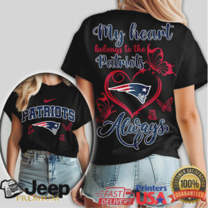 My Heart Belongs To The Patriots Always T Shirt New England Butterfly Tee