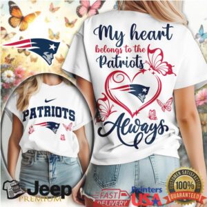 My Heart Belongs To The Patriots Always T Shirt New England Butterfly Tee