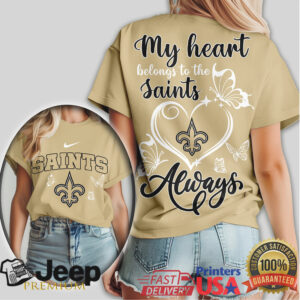My Heart Belongs To The Saints Always T Shirt New Orleans Butterfly Tee
