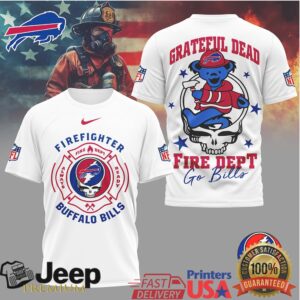 NFL Buffalo Bills Firefighter Grateful Dead Tribute Graphic T Shirt NFL Buffalo Bills Firefighter Grateful Dead Tribute Graphic T Shirt