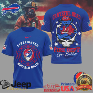 NFL Buffalo Bills Firefighter Grateful Dead Tribute Graphic T Shirt