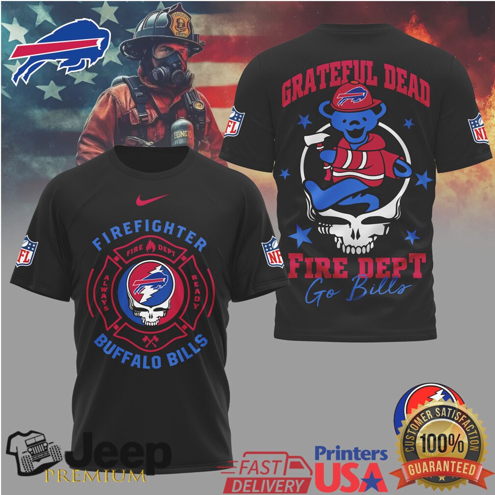 NFL Buffalo Bills Firefighter Grateful Dead Tribute Graphic T Shirt NFL Buffalo Bills Firefighter Grateful Dead Tribute Graphic T Shirt