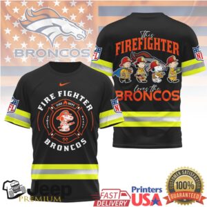 NFL Denver Broncos Firefighter Snoopy Peanuts Always Ready T Shirt