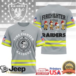 NFL Las Vegas Raiders Firefighter Snoopy Peanuts Squad Graphic Tee
