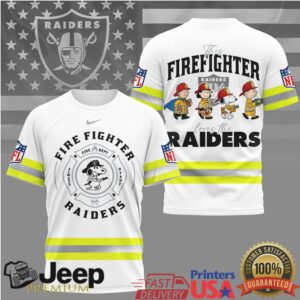 NFL Las Vegas Raiders Firefighter Snoopy Peanuts Squad Graphic Tee