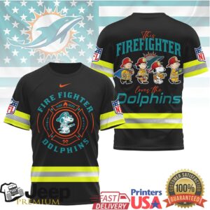 NFL Miami Dolphins Firefighter Snoopy & Friends Peanuts Tribute Shirt NFL Miami Dolphins Firefighter Snoopy & Friends Peanuts Tribute Shirt
