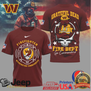 NFL Washington Commanders Firefighter Grateful Dead Dancing Bear T Shirt