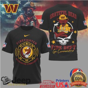 NFL Washington Commanders Firefighter Grateful Dead Dancing Bear T Shirt