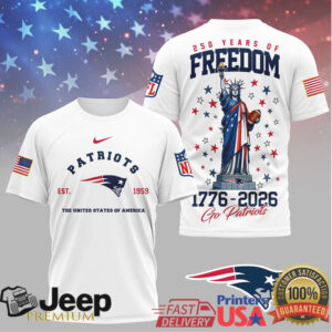New England Patriots 250 Years of Freedom 1776 2026 Patriotic Shirt