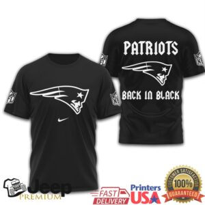 New England Patriots “Back in Black” Heavy Metal Style T Shirt