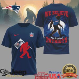 New England Patriots Bigfoot We Believe NFL Graphic T Shirt