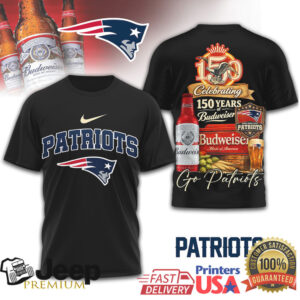 New England Patriots Budweiser 150 Years Anniversary Beer T Shirt