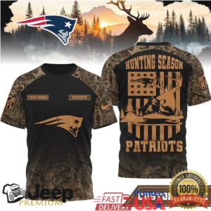 New England Patriots Custom Name Camo Hunting Season Graphic Tee New England Patriots Custom Name Camo Hunting Season Graphic Tee