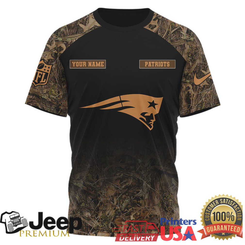 New England Patriots Custom Name Camo Hunting Season Graphic Tee New England Patriots Custom Name Camo Hunting Season Graphic Tee