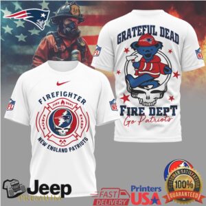 New England Patriots Fire Dept Grateful Dead Steal Your Face Firefighter T Shirt