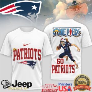 New England Patriots One Piece Anime Football Character Graphic Tee New England Patriots One Piece Anime Football Character Graphic Tee