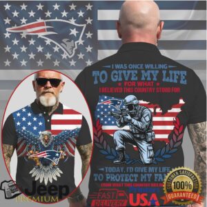 New England Patriots Soldier Eagle American Flag 3D Polo Shirt New England Patriots Soldier Eagle American Flag 3D Polo Shirt
