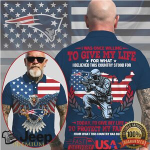 New England Patriots Soldier Eagle American Flag 3D Polo Shirt