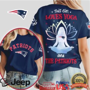 New England Patriots Women's Yoga Tee This Girl Loves Yoga and the Patriots Fan Shirt
