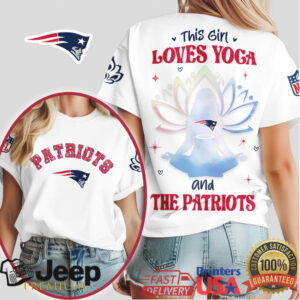 New England Patriots Women's Yoga Tee This Girl Loves Yoga and the Patriots Fan Shirt
