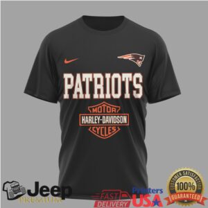 New England Patriots x Harley Davidson Ride The Legend Black T Shirt