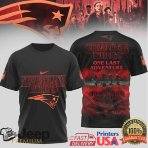 New England Patriots x Stranger Things One Last Adventure Black T Shirt